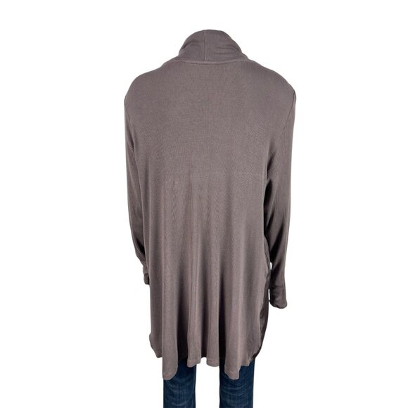 Anthropolgie Deletta Cowl Neck Draped Tunic Top XL Gray Long Sleeve Satin Front - Picture 4 of 9